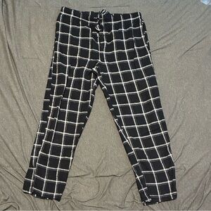 Refined Unisex Plaid Black & White Pajama Pants- Sz L
